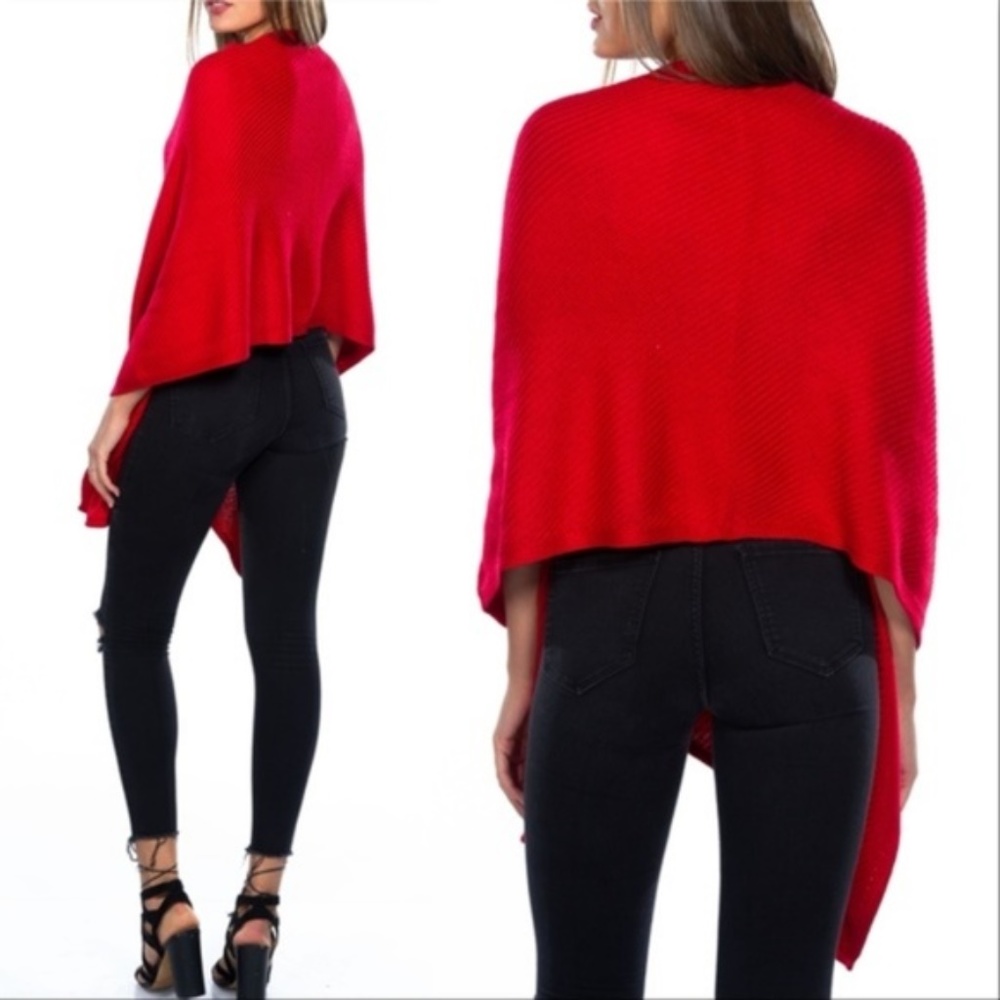 LAST 1 - Red Light Knit Sweater Poncho - Picture 3 of 3